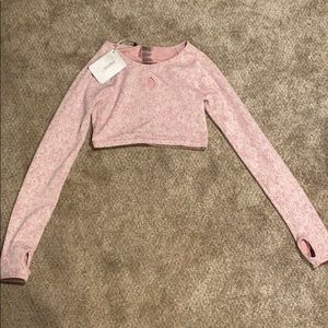 Pink workout crop long sleeve